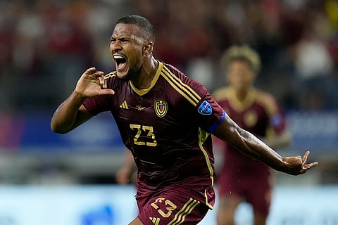 Jose Rondon celebrates after scoring Venezuela's opening goal
